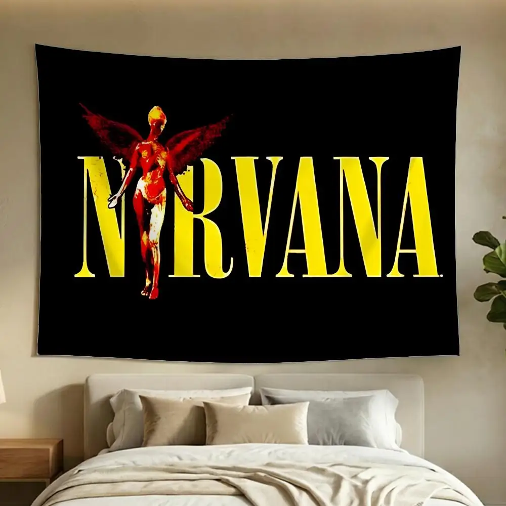 Band Grunge Rock Nirvana Tapestry Washable Soft Daily Wall Hanging Decor for Living Home Room Bedroom