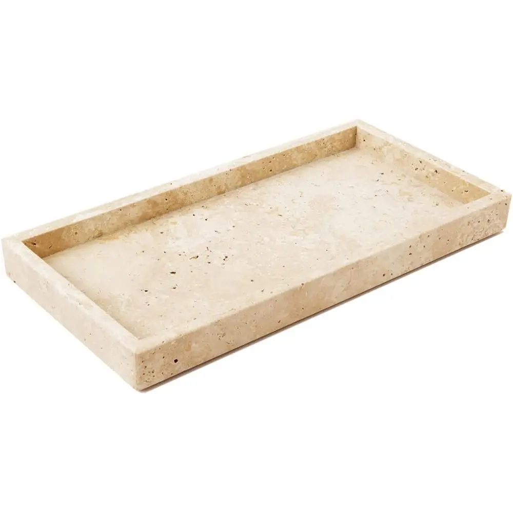 

In 100% Marble Vanity Tray (12x6in), Counter Organizer or Bathroom, Kitchen, Drer, Coee Table, Serving & Decorative