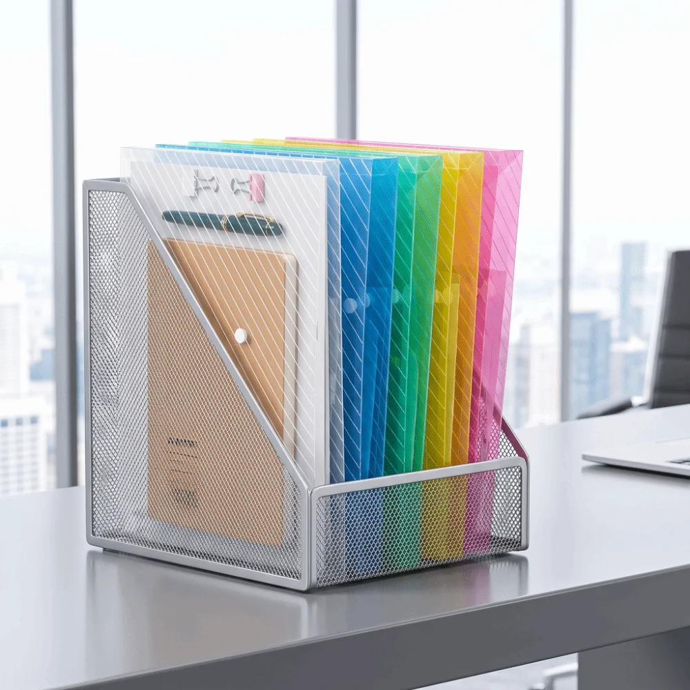20 pcs PP Material A4 File Folders Multi Color Waterproof Paper Organizer Clear Plastic Large Capacity Snap Button File Folders