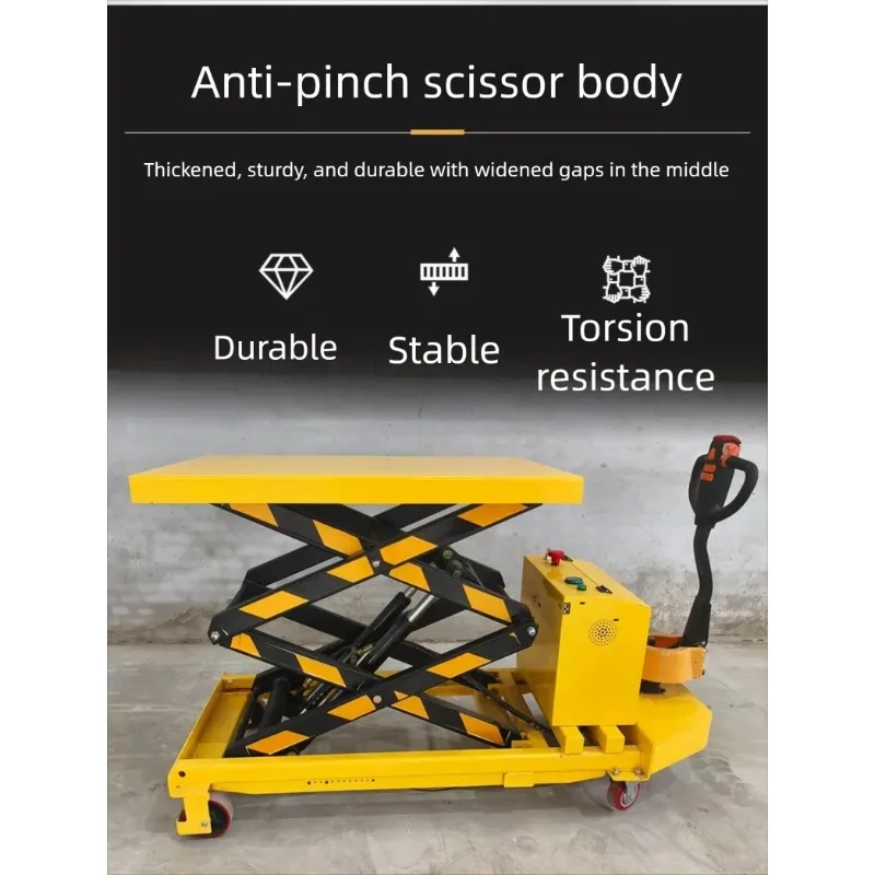

Electric Hydraulic Scissor Lift Table 500kg Loading Unloading Platform Truck With Manual Pallet Forklift Wheel
