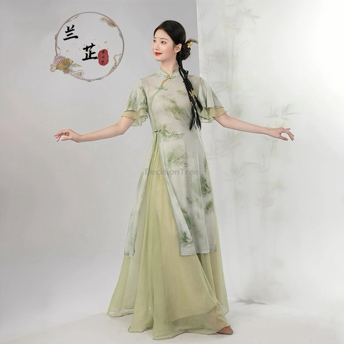 

Новинка 2029, чайная одежда в китайском стиле, женский танцевальный костюм Ципао с принтом, костюм Ципао для классического танца