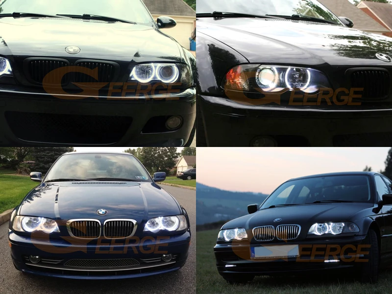 For BMW E46 Coupe Convertible 1999 2000 2001 2002 2003 Ultra Bright Day Light Turn Signal SMD LED Angel Eyes Kit Halo Rings - view 5