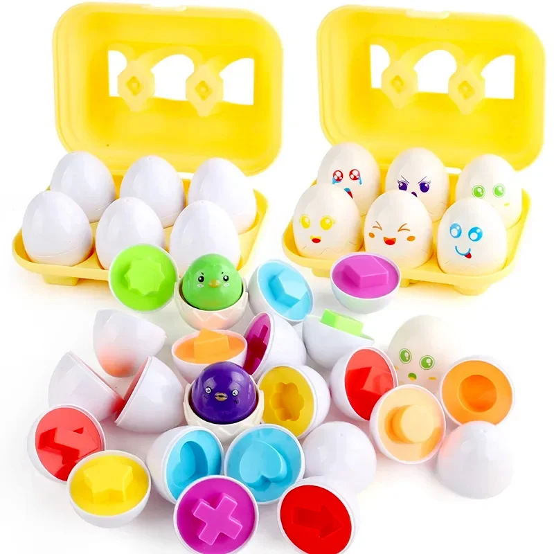 Baby Smart Eggs Montessori Learning Educational Toys Sensory Easter Eggs Chicken Colors Shapes Sorter For Kids 2 to 4 Years