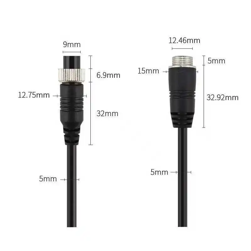 1M 4 Pin Core Male To Female Aviation Extension Video Connector Power Cable For Car Truck Bus Monitor Camera Wire