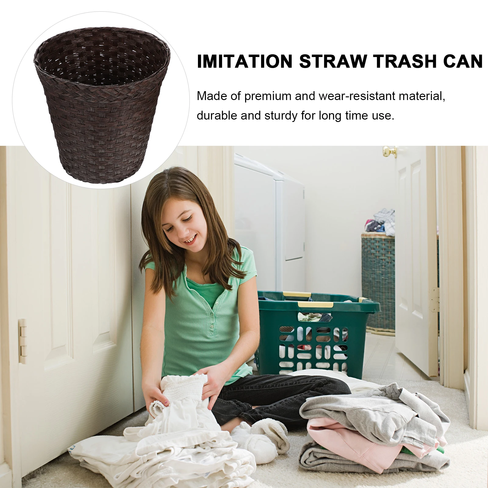 

Stylish Storage Basket Garbage Can Household Wastebasket Office Bedroom Living Room Decorative Waste Container For Home