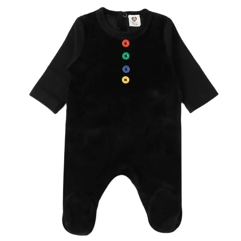 Baby romper pyjamas kids clothes long sleeves children clothing buttons baby overalls velour boy and girl clothes footies romper