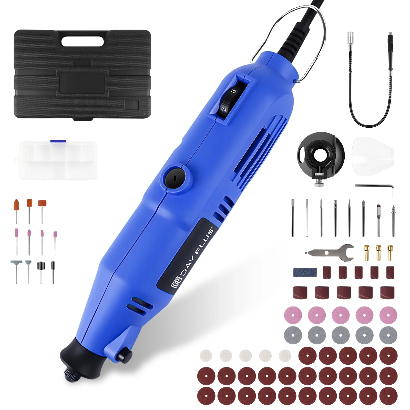 Rotations-Multitool-Set mit 80-teiligem Zubehörset und Aufbewahrungskoffer, 6 Geschwindigkeiten, 10.000–32000 U/min, ideal für Heimwerker, Holzarbeiten, Dremel-kompatibel