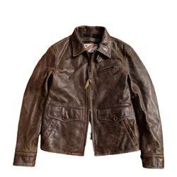 Men's Genuine Leather Jacket Cowhide Newsboy Type Distressed Vintage Outwear