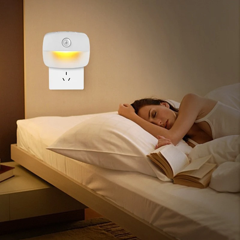 LED Motion Sensor Socket Night Light 0.8w AC110-240V EU/US Plug Baby Room Bedroom Corridor Lamp