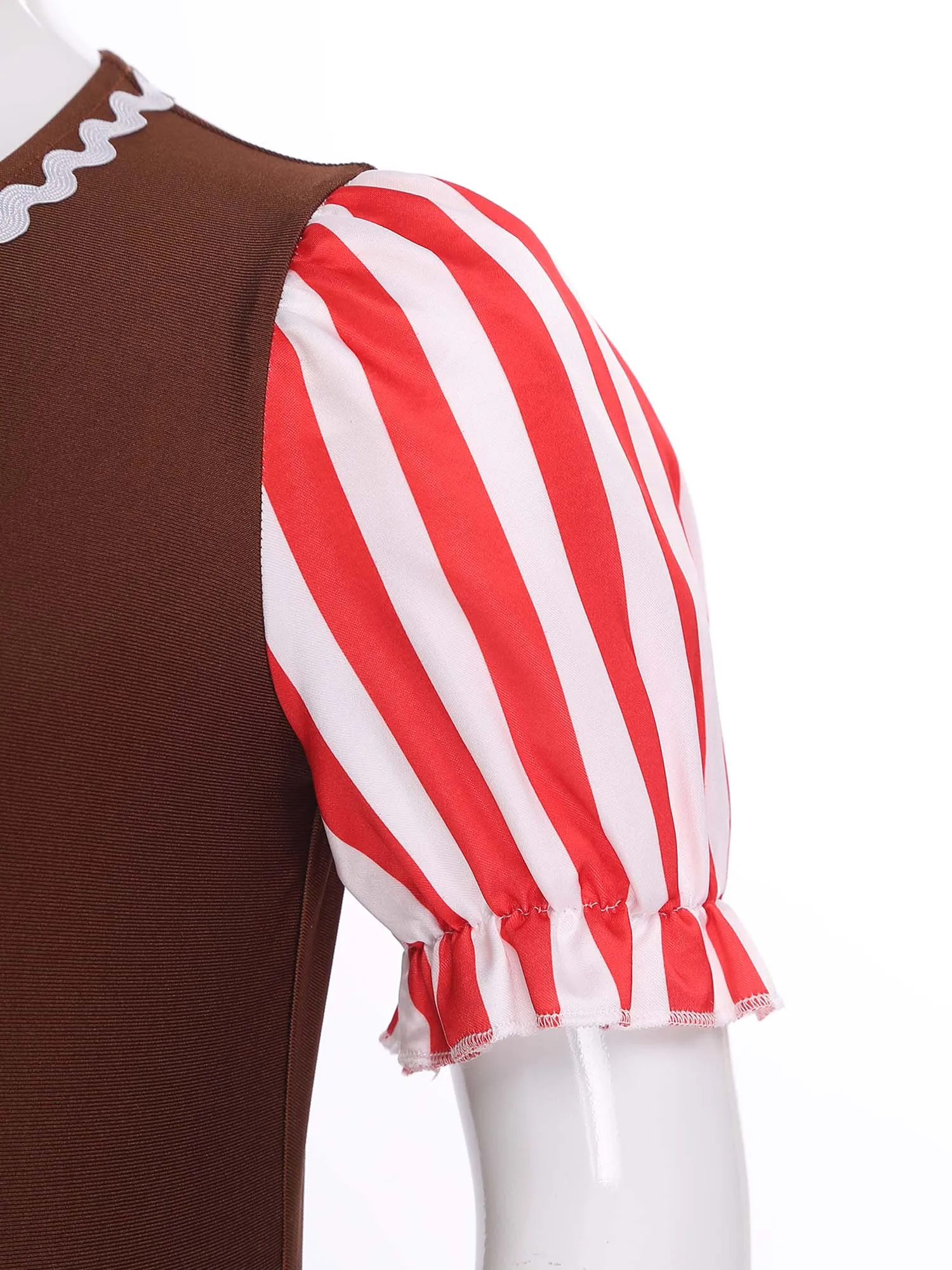 الفتيات عيد الميلاد سانتا كوكي تأثيري الزنجبيل رجل زي نفخة الأكمام قصب الحلوى الباليه توتو فستان التزلج الرقص ثياب