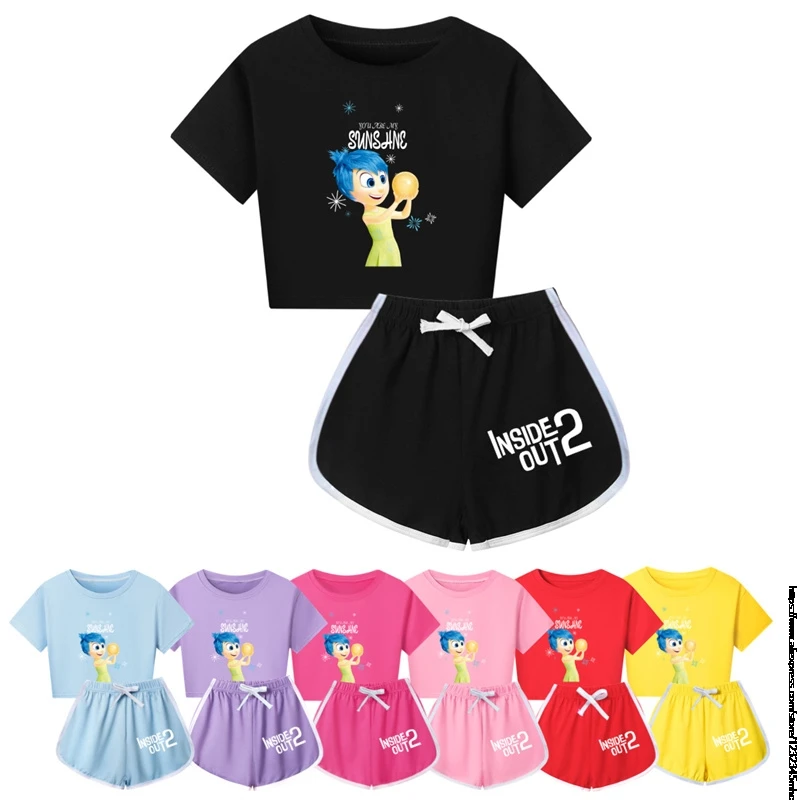 Cartoon Out2-Piece Conjunto de treino para crianças, Conjuntos de roupas de verão para bebês meninas e meninos, camiseta e shorts, roupas, presente, novo interior