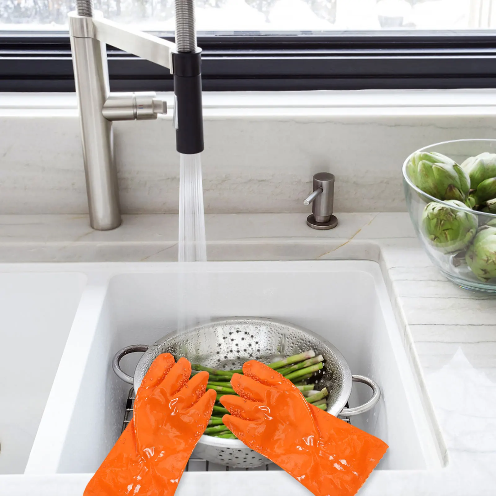 

1 Pair Potato Peeler Gloves Anti-Slip Vegetable Processing Tool Peeling Gloves Utility Kitchen Gadget (Rosy)