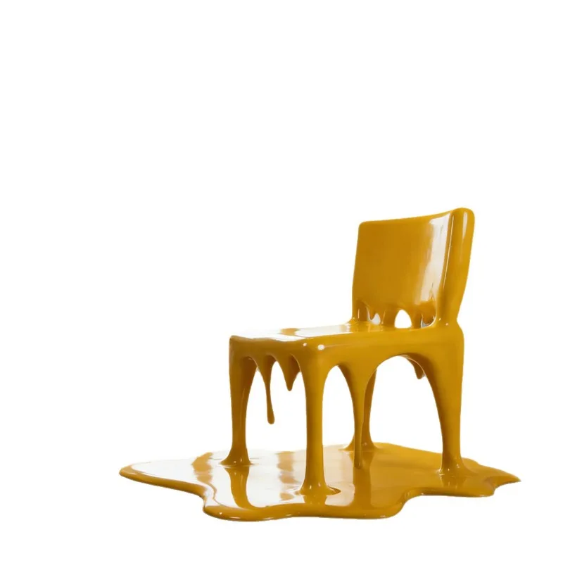 

Creative melt fluid art chair Internet celebrity cream drip single chair FRP Internet celebrity chair