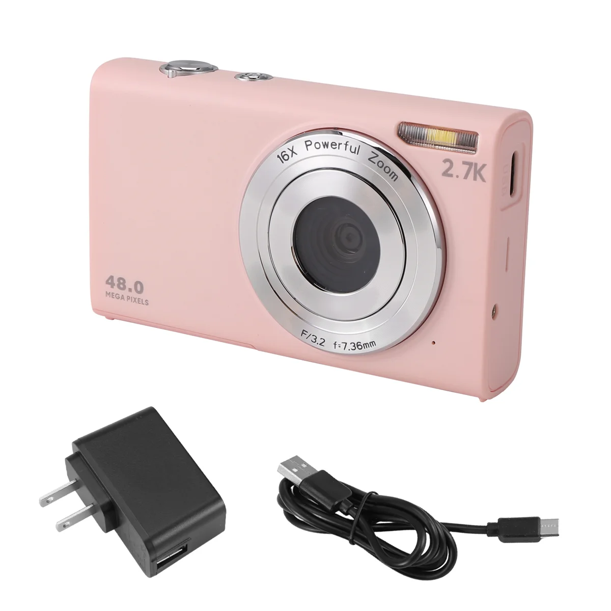 

New Digital Camera with Auto Focus, 2.7K 48MP Vlogging Camera with 2.8 Inch Large Screen Stylish Camera for Teens-Pink