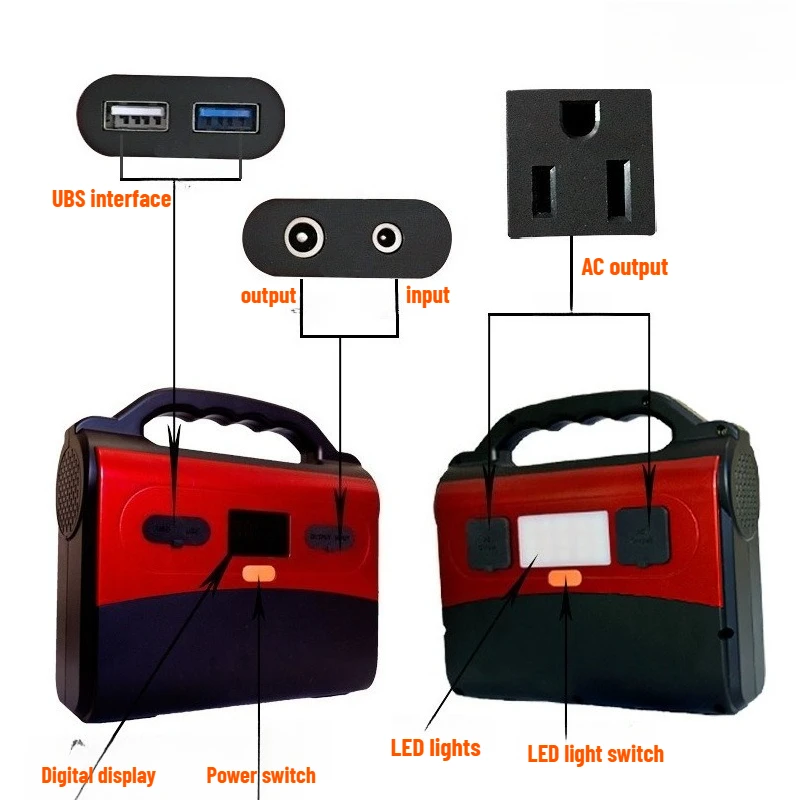 12V Portable Power Station 12.8V LiFeP04 Battery with 220V AC Outlets for Outdoor Camping RV Home 60mAh Digital Direct Charging