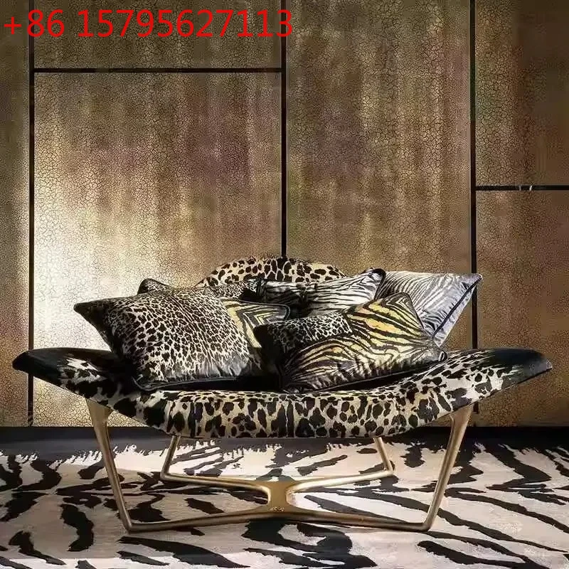 Italian light luxury designer home sofa modern simple villa living room armchair starfish leopard print single chair9338
