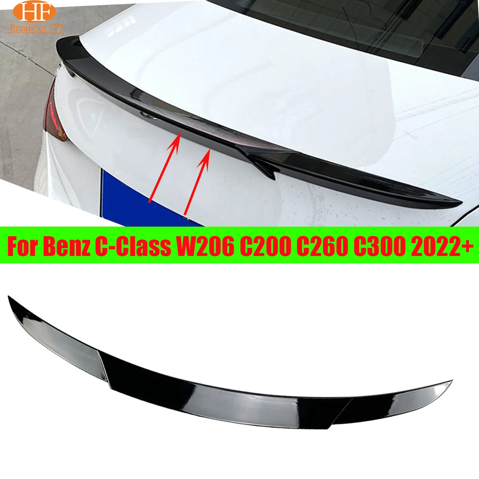 

Car Spoiler Wings Rear Trunk Lip Body Trim For Benz C-Class W206 C200 C260 C300 2022+ Car Accessories