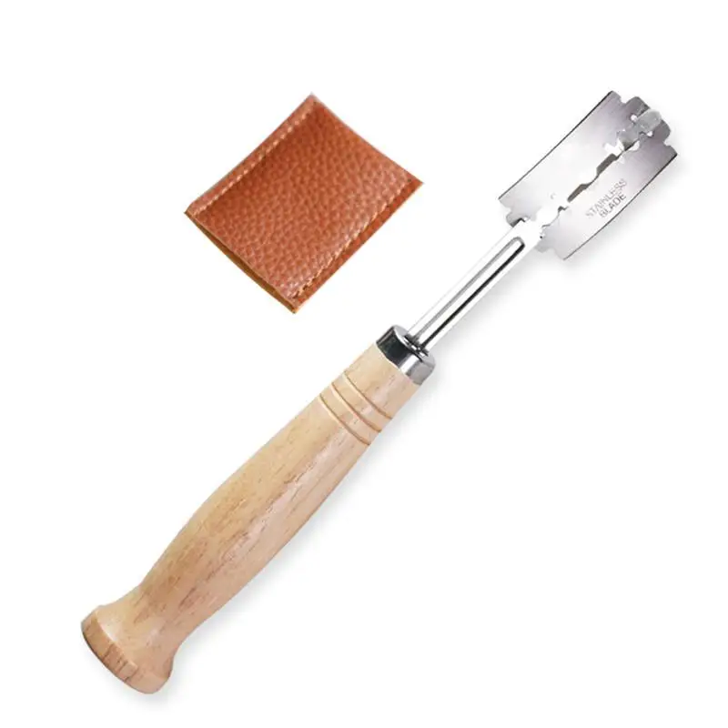 Bread Lame Slashing Tool Stainless Steel Dough Scorer With 4 Razor Blades And Leather Cover Lame Bread Tool For Cut Sourdough