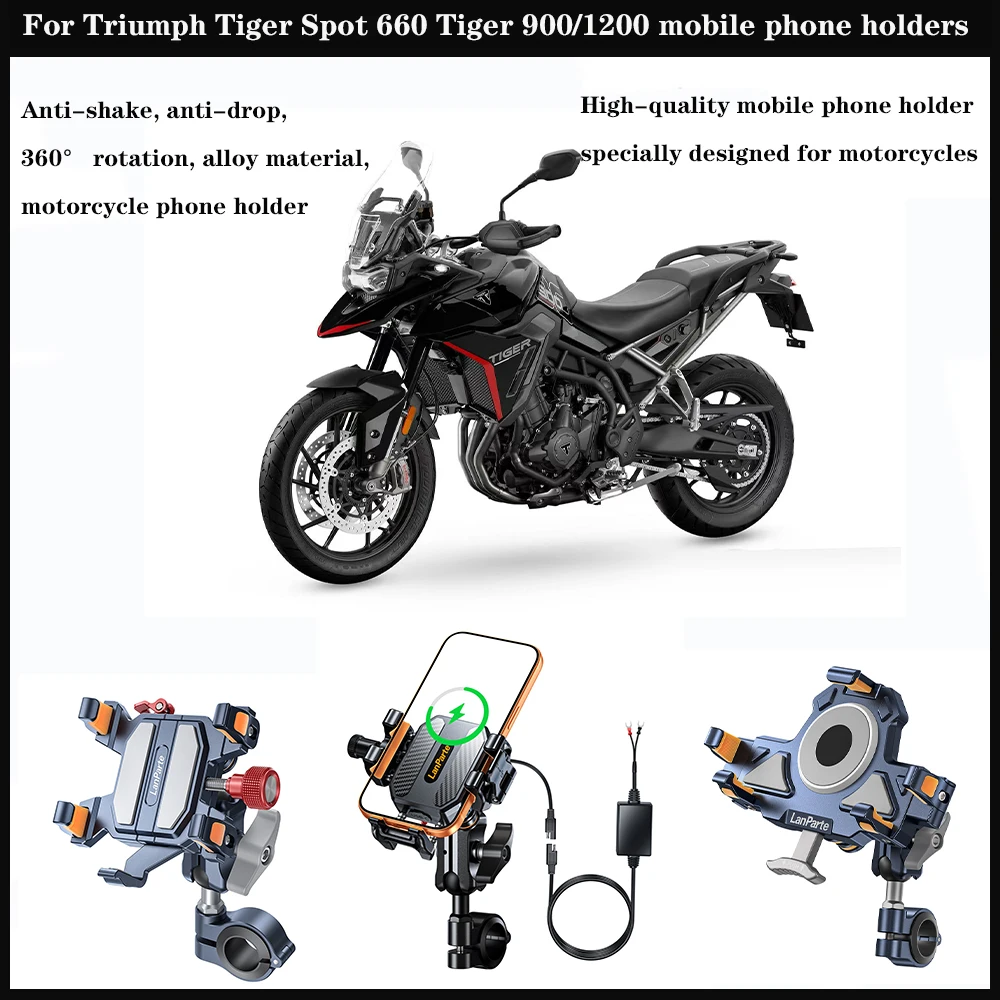 

Mobile phone stand For Triumph Tiger Spot 660 Tiger 900/1200. Aluminum shock-absorbing, 360° adjustable metal navigation stand