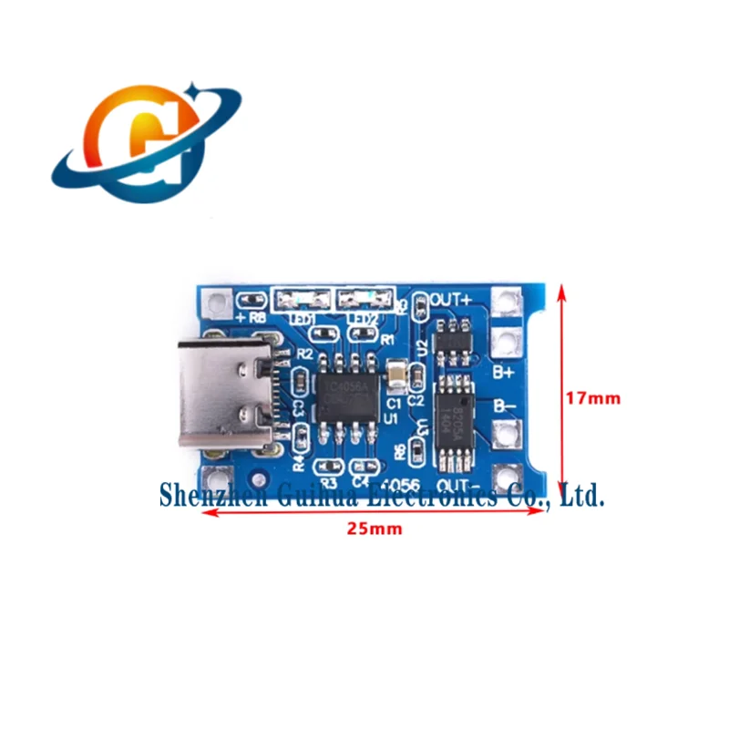 2pcsTP4056 18650 Lithium Battery Charging Board Module 1A Type-C USB Interface Charging Protection 2-in-1