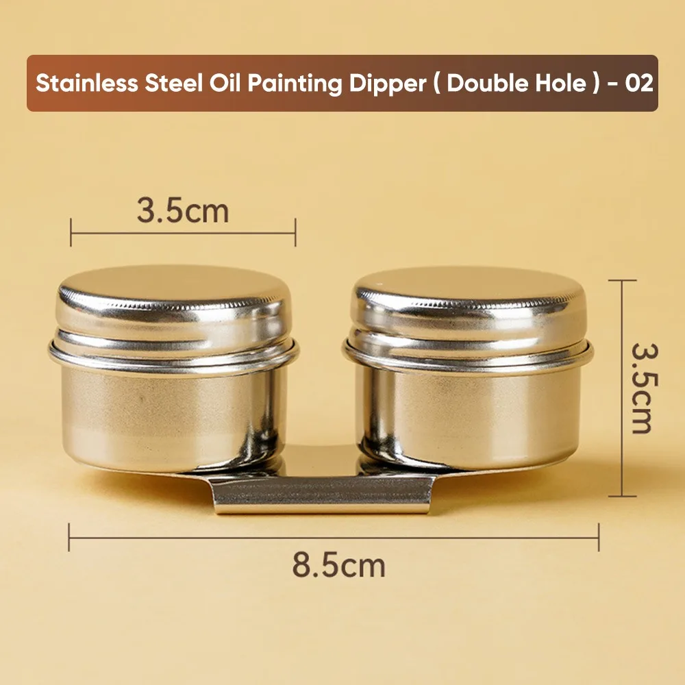 Stainless Steel Oil Painting Dipper Single/Double Hole Watercolor Oil Painting Painting Brush Washer Oil Paint Pot