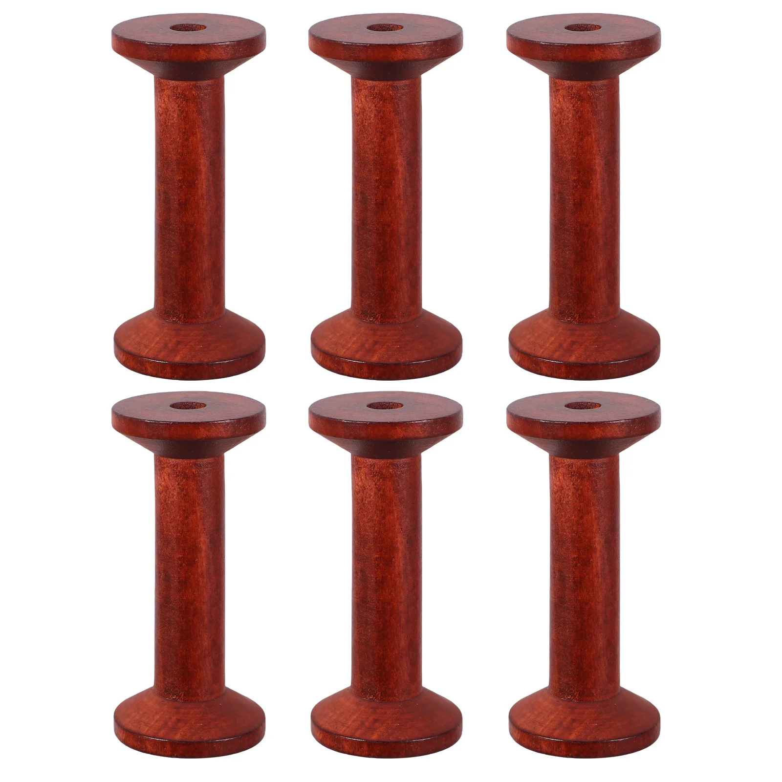 

6pcs Vintage Wooden Thread Spool Organizer Compact Sewing Storage Rack For Embroidery Yarn Winding Bobbins Wood Spool Holder
