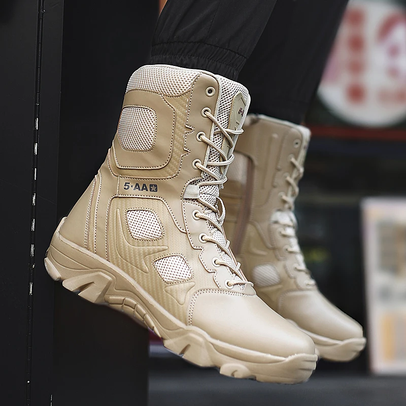 

Tactical Boots Men Boots Special Force Desert Boots Outdoor Hiking Boots Ankle Shoes Men Work Safety Shoes Motorcycle Boots Men