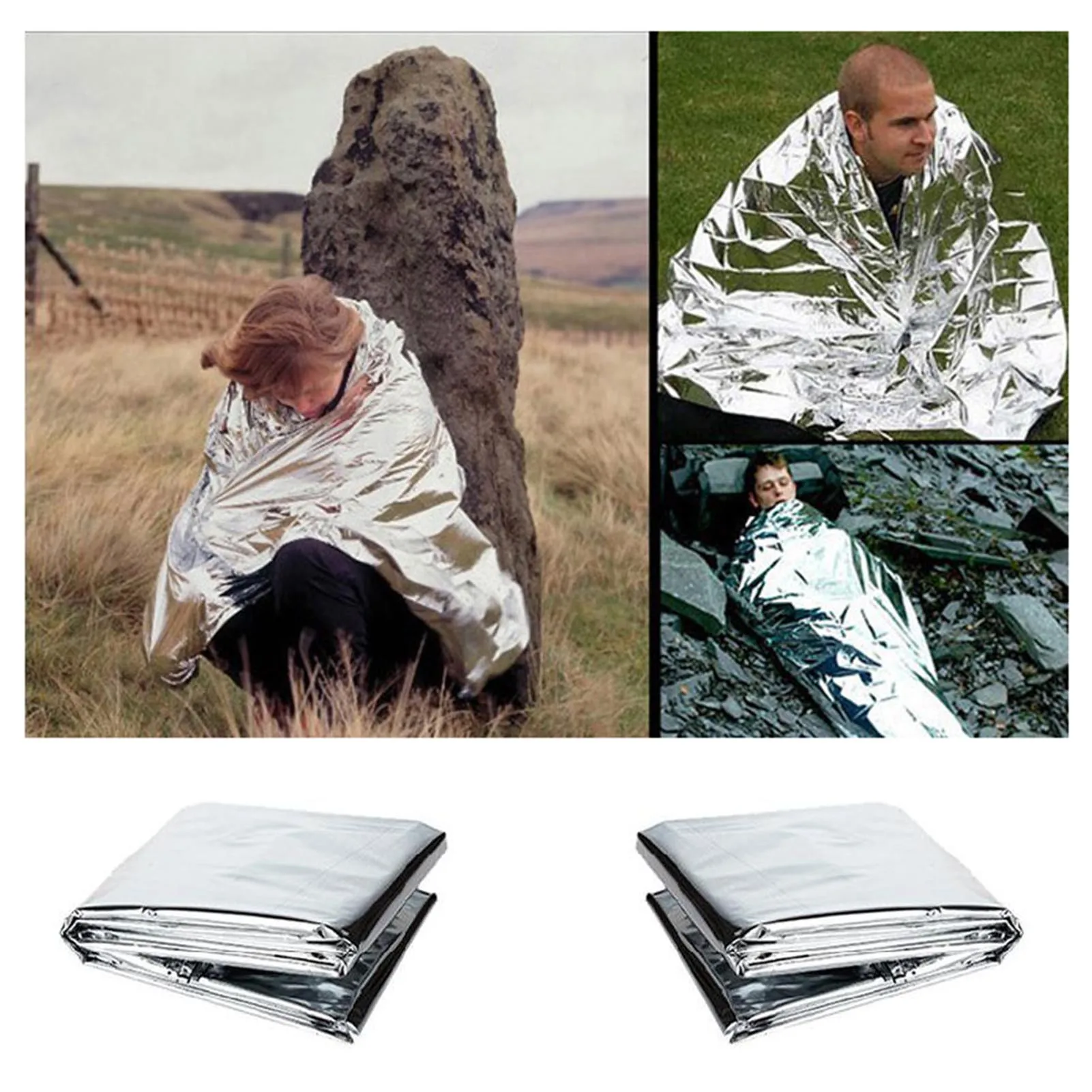 Portable Emergency Blanket Warm Keeping Rain-Proof Survival Blanket for Outdoor Cold Activities