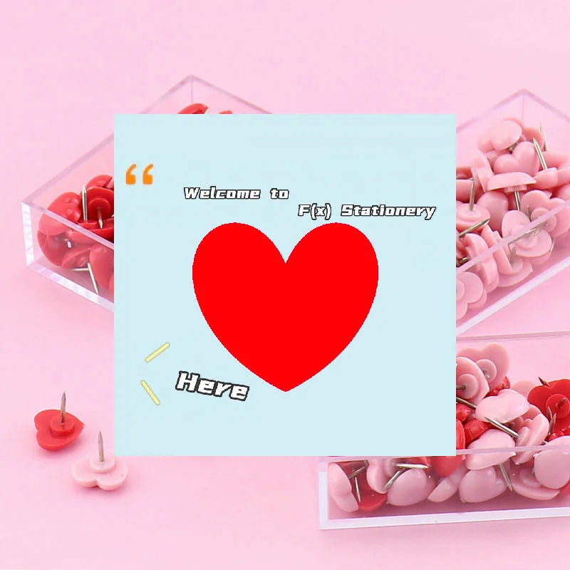Love Heart Shape Push Pins Safety Colored Push Pin Cork Board Thumbtack Wall Pins School Stationery Office Binding Supplies-F(x