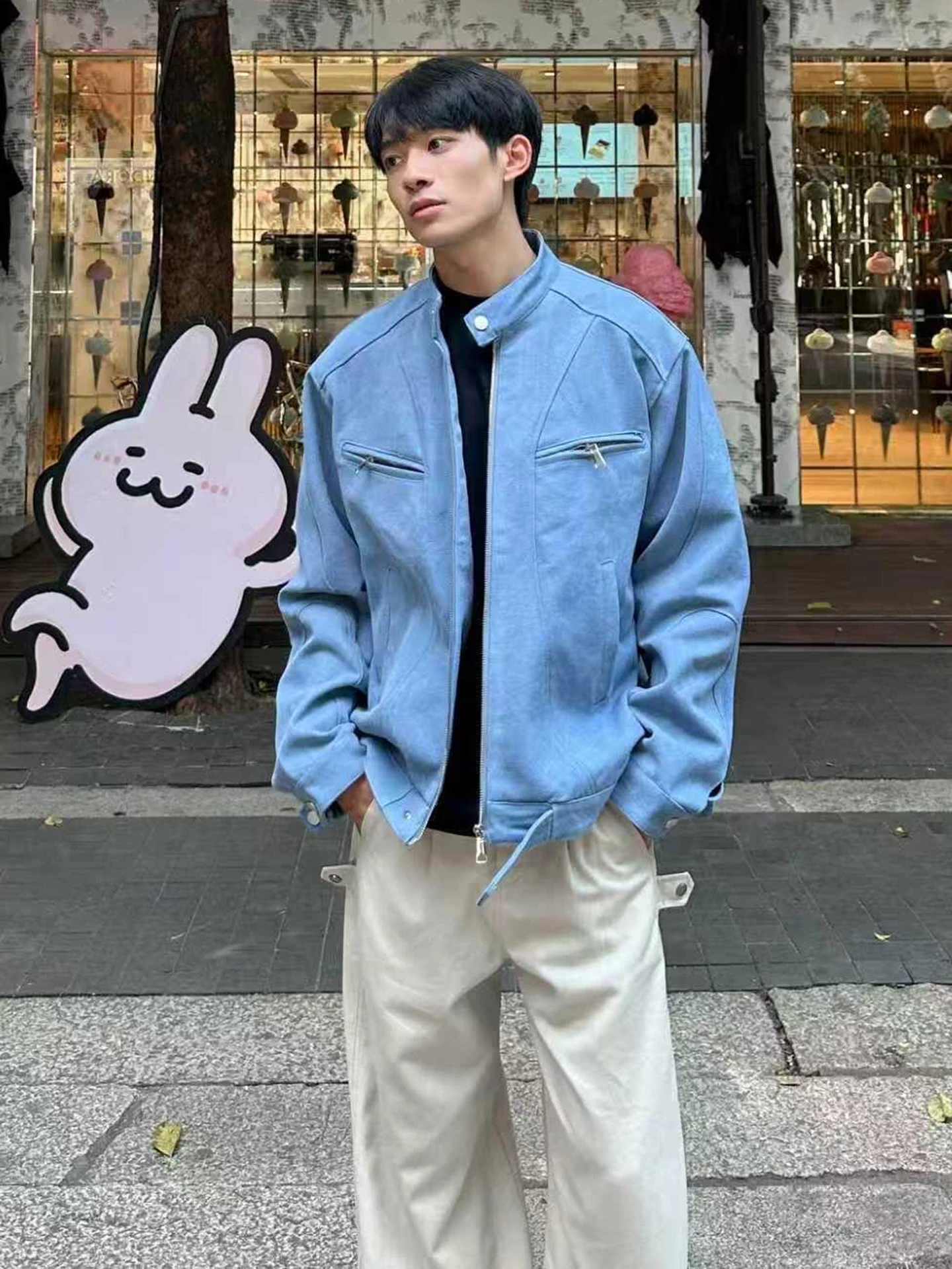 

Мужская утепленная куртка-харрингтон синего цвета, осенняя, для работы, без капюшона, на молнии, Cleanfit