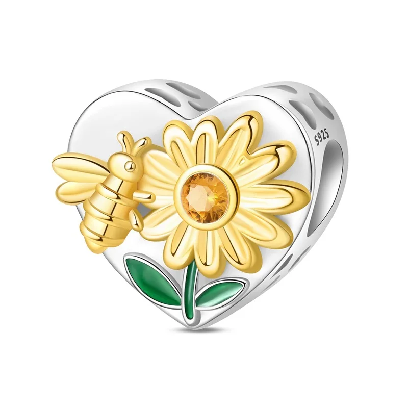 

2026 New 925 Sterling Silver Sunflower Charms Beads Fit 3mm Original Bracelet DIY Women Exquisite Anniversary Jewelry Gifts