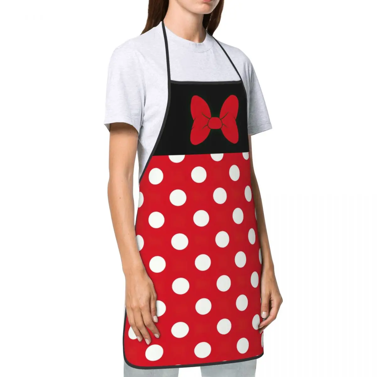 Polka Dot Bow Minnie Pattern Apron Kitchen Chef Cooking Baking Bib Men Women Cartoon Mouse Tablier Cuisine for Gardening