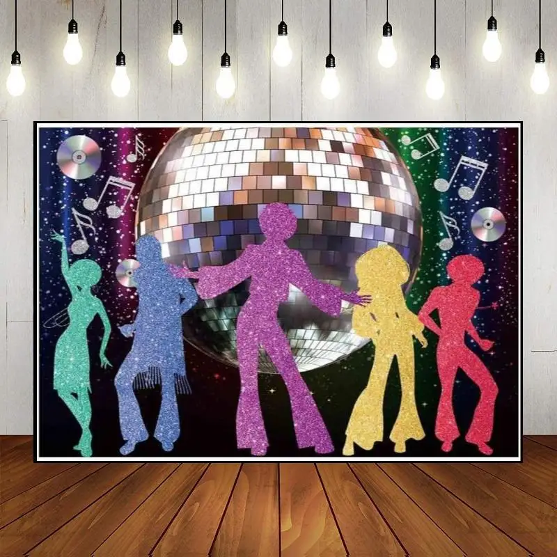 

Adults Neon Music Photography Backdrop Banner Dance Happy Birthday Disco Theme Party Wall Decoration Night Club Photo Background