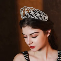 Luxury Celebrity Style Hair Accessories Wedding Tiara Vintage Crown For Women ins Style Star Rhinestone Pearl Crown As Gifts