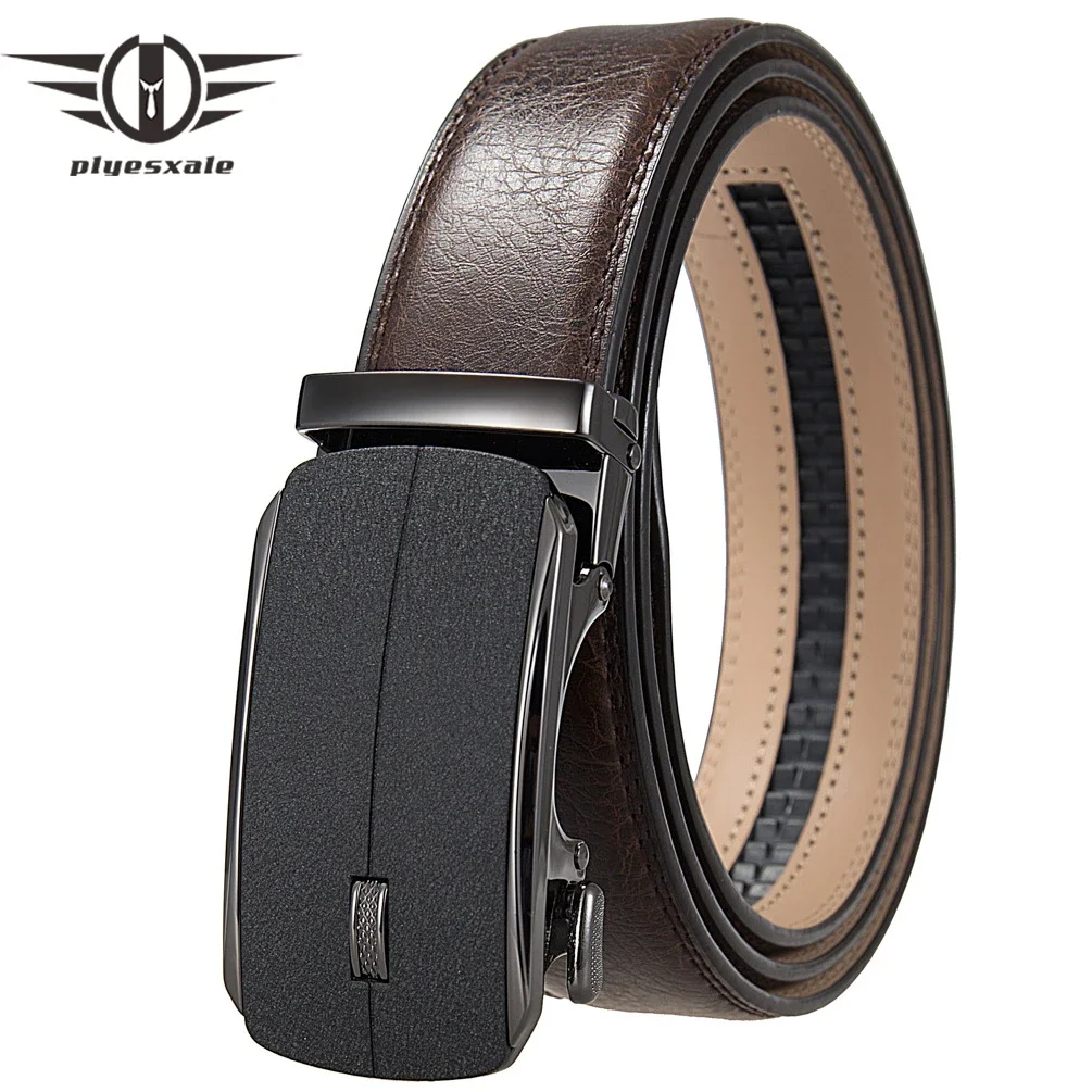 

Plyesxale Luxury Brand Men's Automatic Buckle Cowskin Genuine Leather Belts Men Fashion Casual Belt 3.5cm Width Cinto B1348