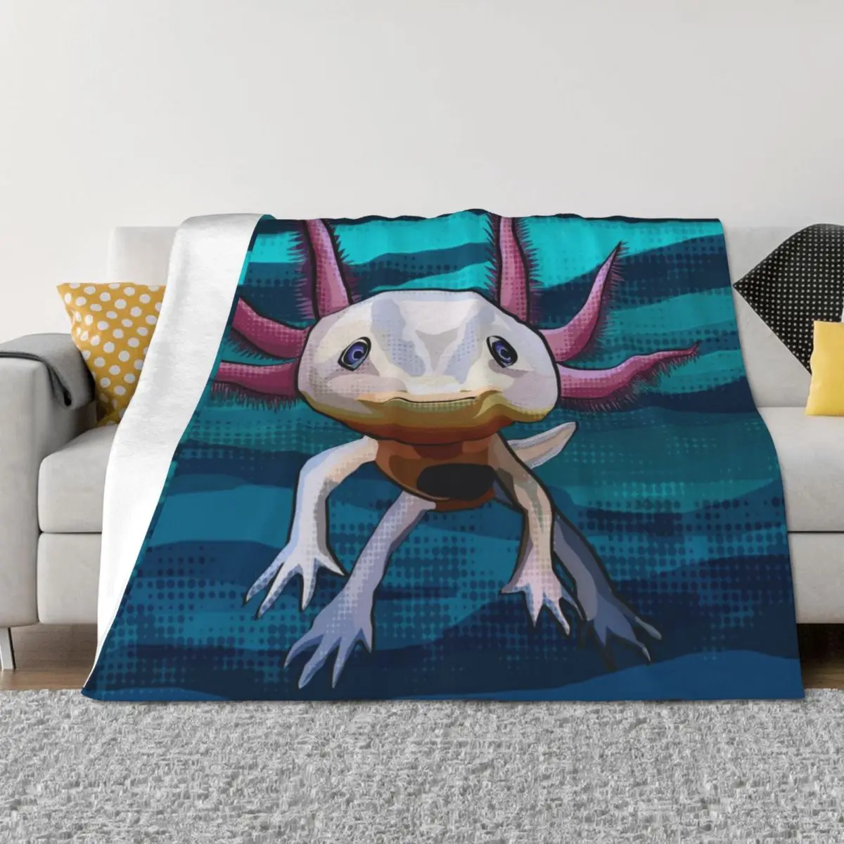 

Axolotl with water background Throw Blanket Decorative Sofas Polar cosplay anime Soft Beds Blankets