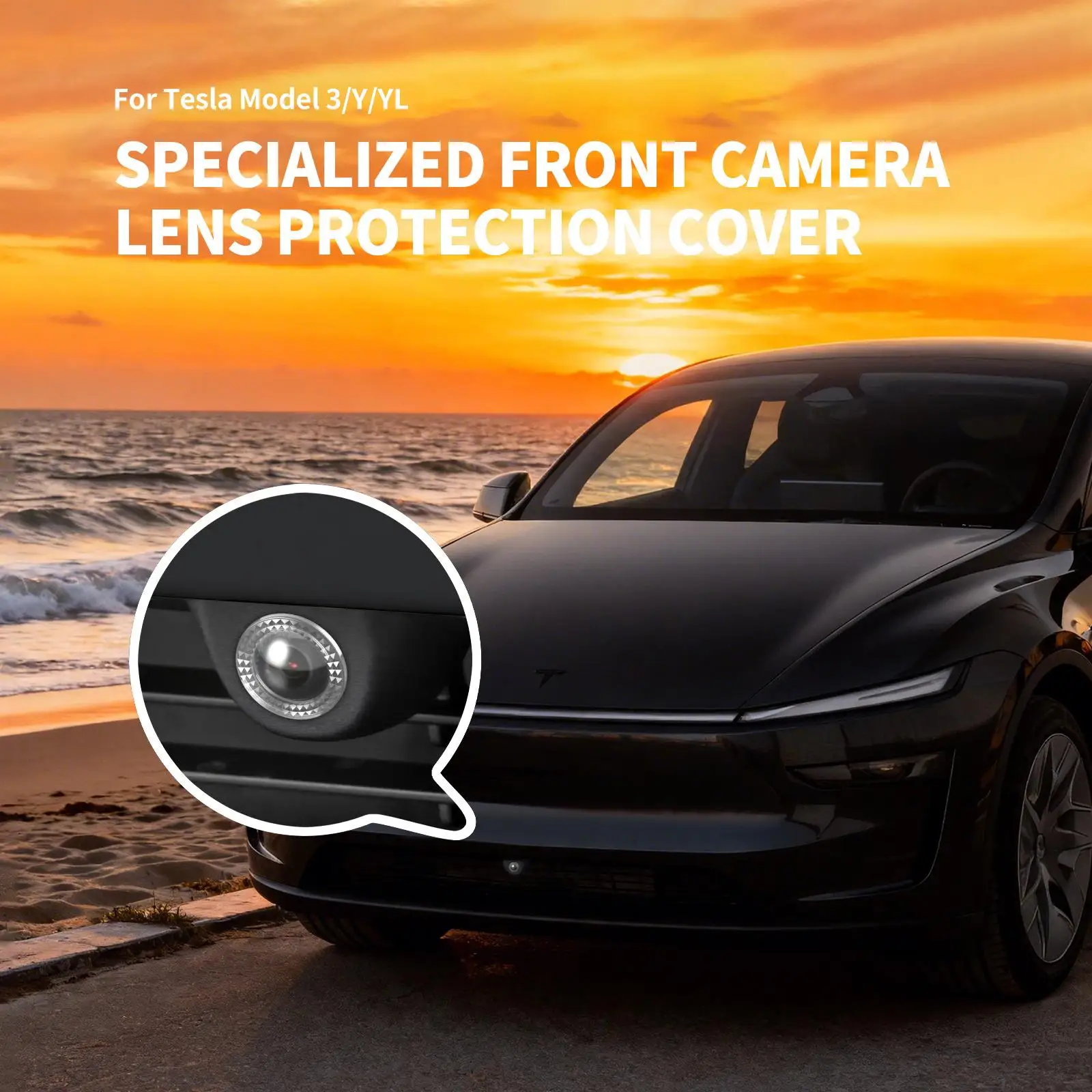 Acrylic Dustproof Lens Cap For Tesla Model Y / 3 / Y L Front Camera Lens Protective Cover Anti-Scratch Car Accessory