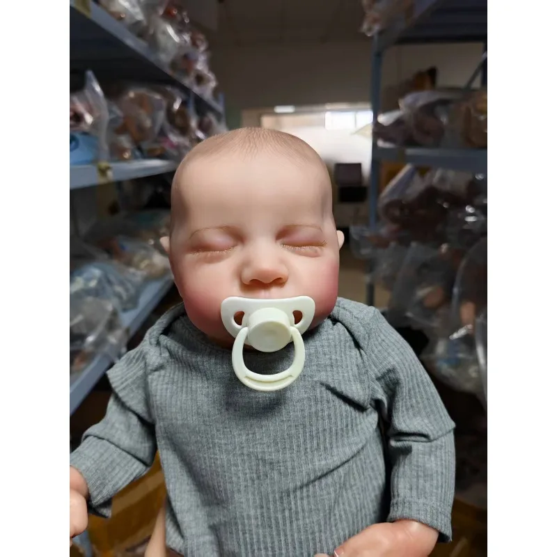 

49CM Levi Newborn Baby Doll Sleeping 3D Skin Tone with Visible Veins Hand Paint Hair Doll