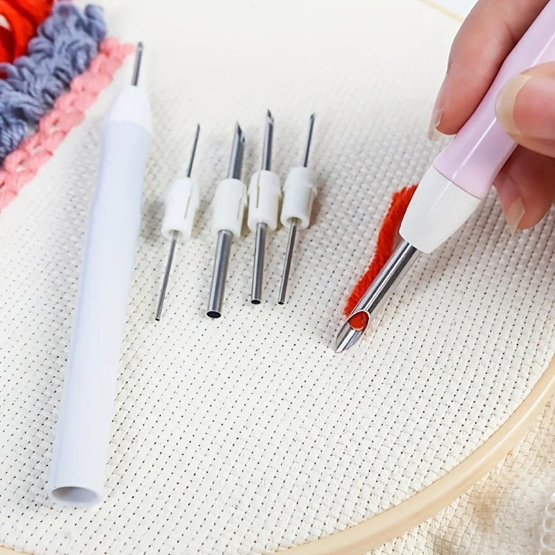 Punch Needle Kit - 多用途パンチニードルセット - 交換可能なラグニードルチューブ6本と収納ボックスが含まれています | ラグフック工芸用オールインワンツールキット