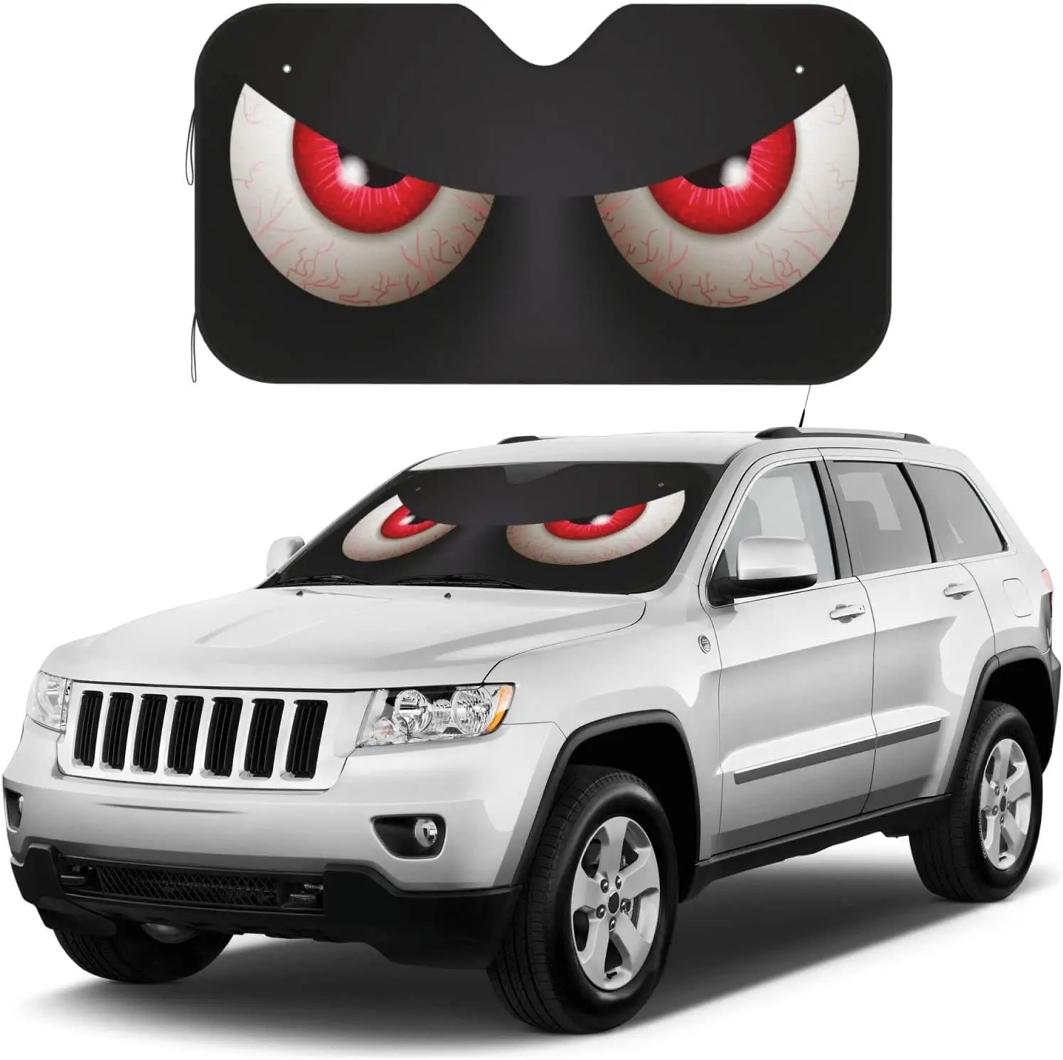 

Evil Devil Eyes Car Windshield Sun Shade Front Window Sun Visor 55 X 30 in UV Ray Heat Protection Sun Shield for Truck Foldable