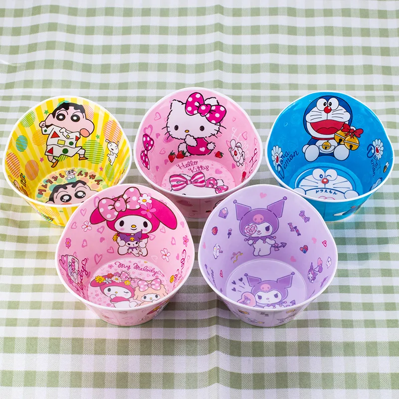 

New Sanrio Cartoon Hello Kitty Kuromi Children's Tableware Cute Creative Anti-drop Anti-scald Soup Bowl Kid for Gifts