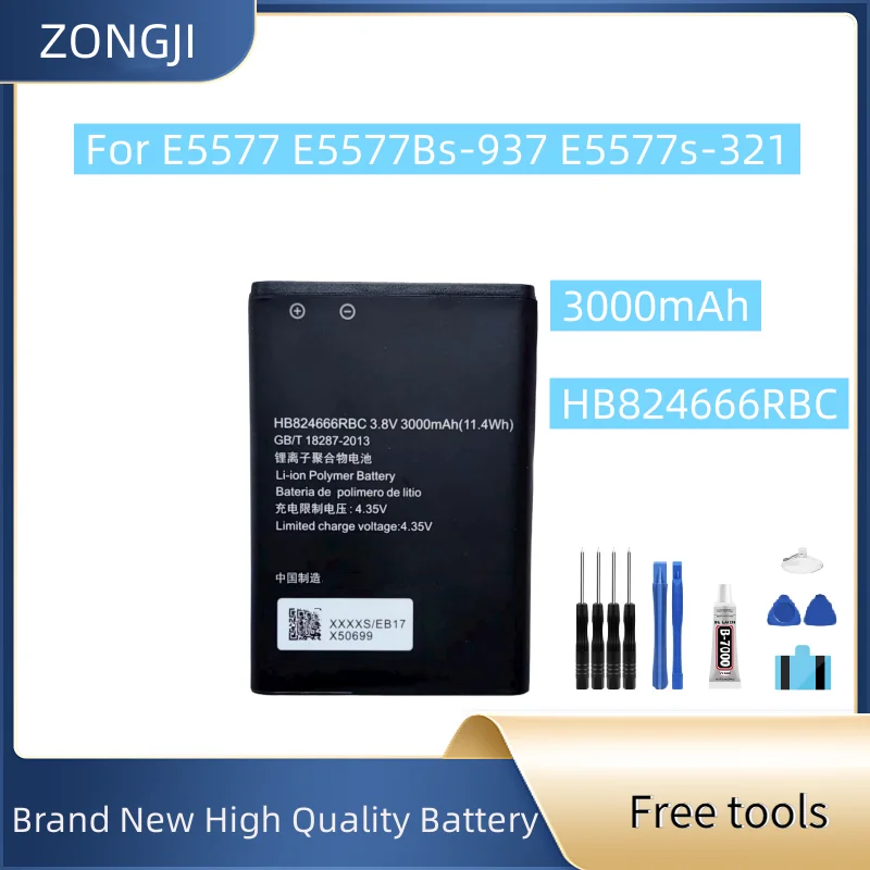 New Battery HB824666RBC 3000mAh For E5577 E5577Bs-937 E5577s-321 Mobile Phone Battery +Free Tools