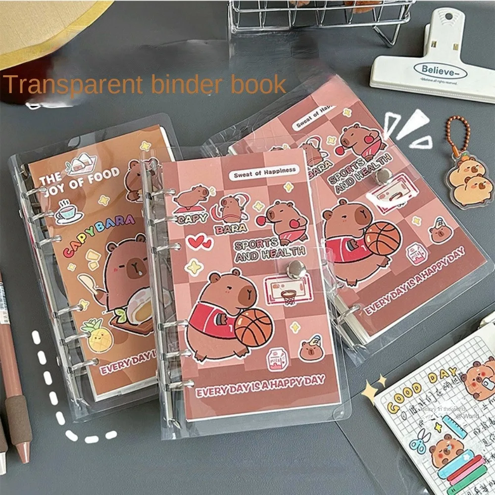 New Paper Capybara Notebook PVC Shell 80 Sheets/160 Pages Diary Transparent Removable Loose Leaf Ledger