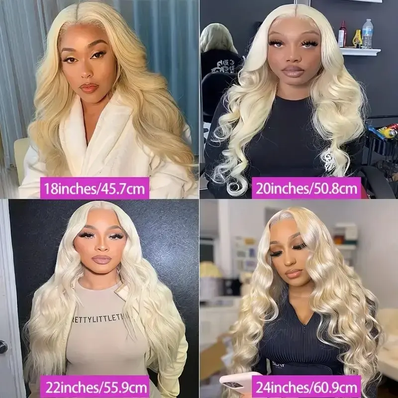 150 Density 613 Blonde 13X4 HD Lace Wigs 13X6 Frontal 26 Inches Body Wave Colored Pre-Plucked Baby Glue-Free Human Hair Wig