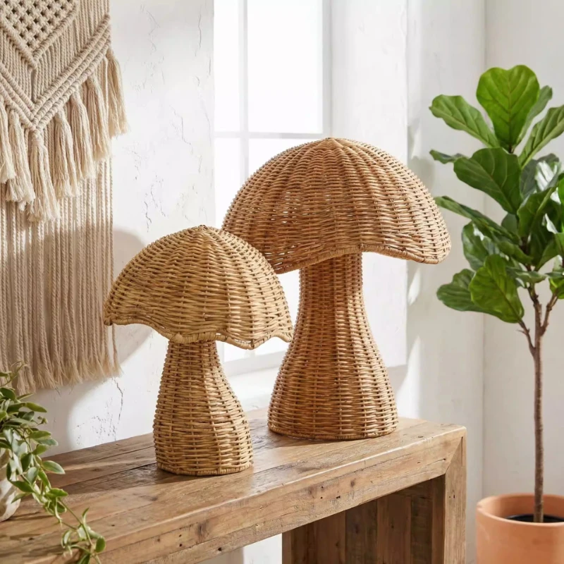 

European rattan mushroom decorative ornament hotel bedside bedroom simple weaving light luxury decoration