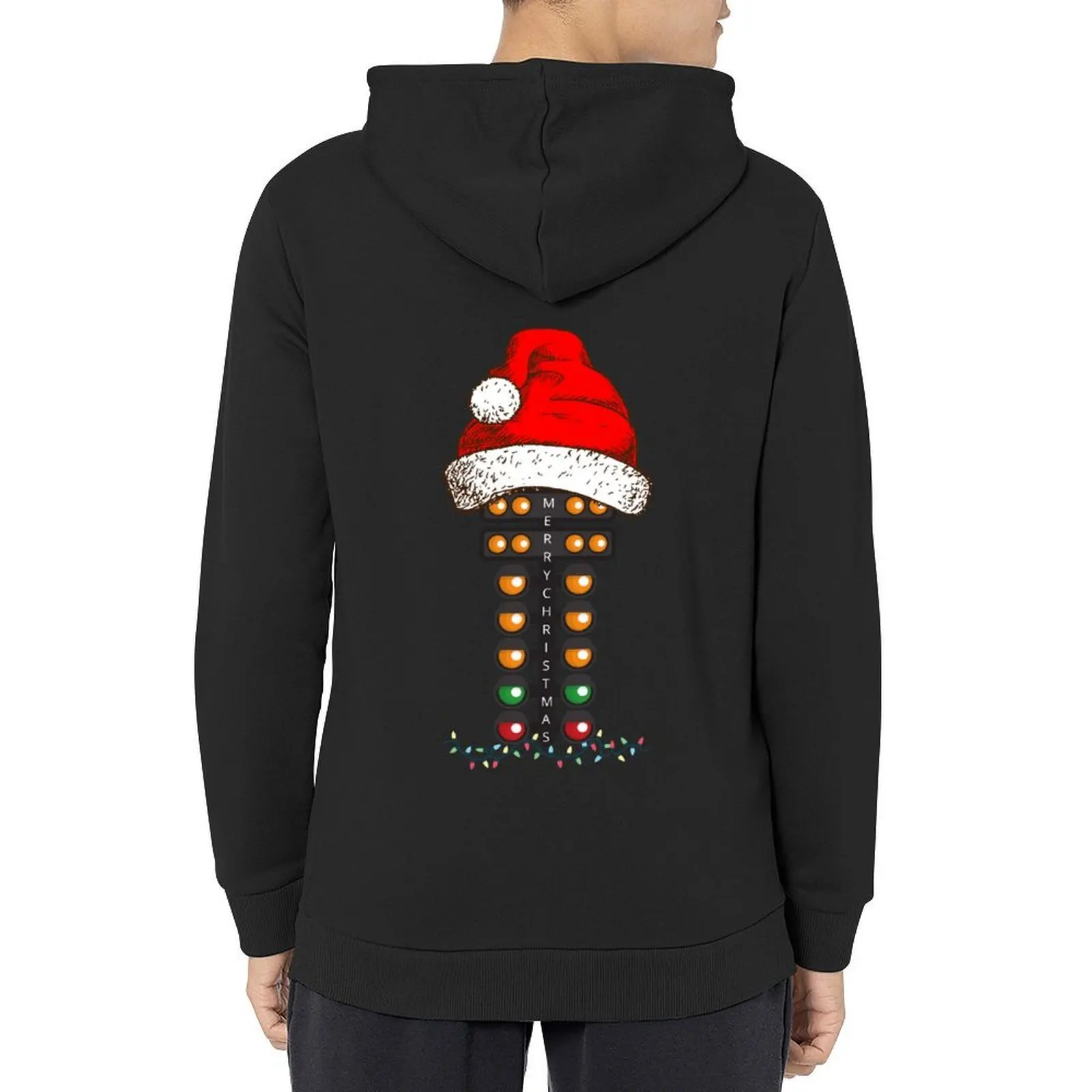 

Merry Christmas Drag Racing Tree Santa Xmas Lights Racer Hoodie men's autumn clothes autumn clothes tracksuit men