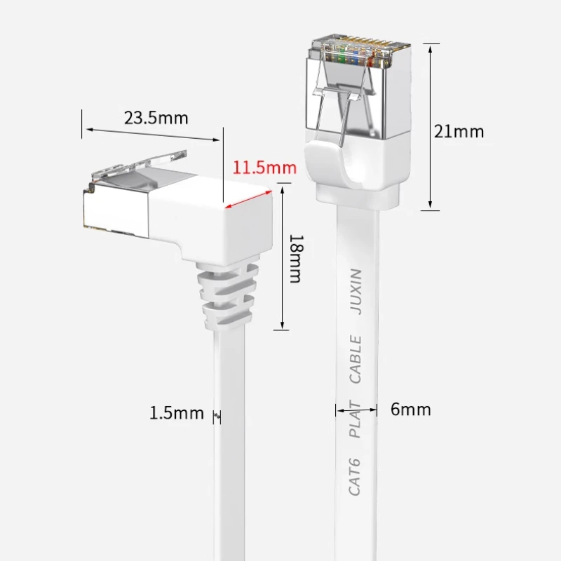 10 Gigabit CAT7 Flat 90 Degree Bend Ethernet Cable CAT6A GB TV Router Broadband Line Universal L-type UP Down RJ45 Network Wire