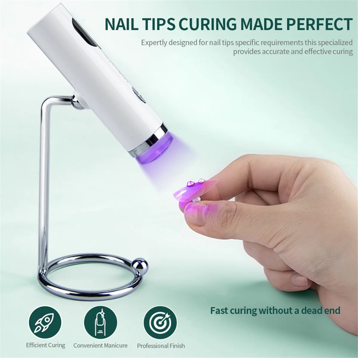 UV Light with Stamp Handheld Mini Nail Cure Lamp with Silicone Stamper Nail Dryer Fast Curing for Gel Polish Glue Gel