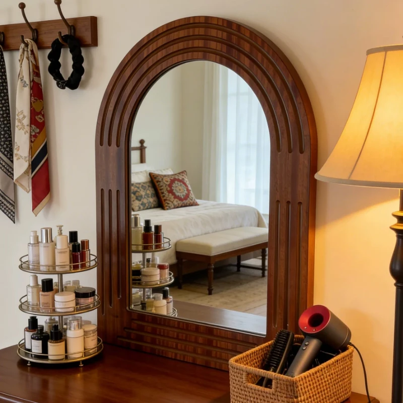 Nordic Aesthetic Mirror Living Room Vintage Makeup Girls Modern Luxury Mirror Dressing Table Funky Spiegel Wand Home Decorations