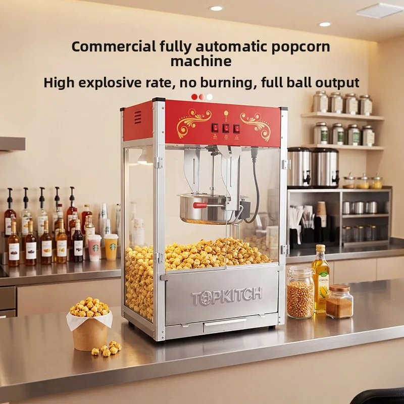 YJQ Popcorn Machine Commercial Electric Heating Popcorn Stall Fully Automatic Cinema Popcorn Frying Equipment